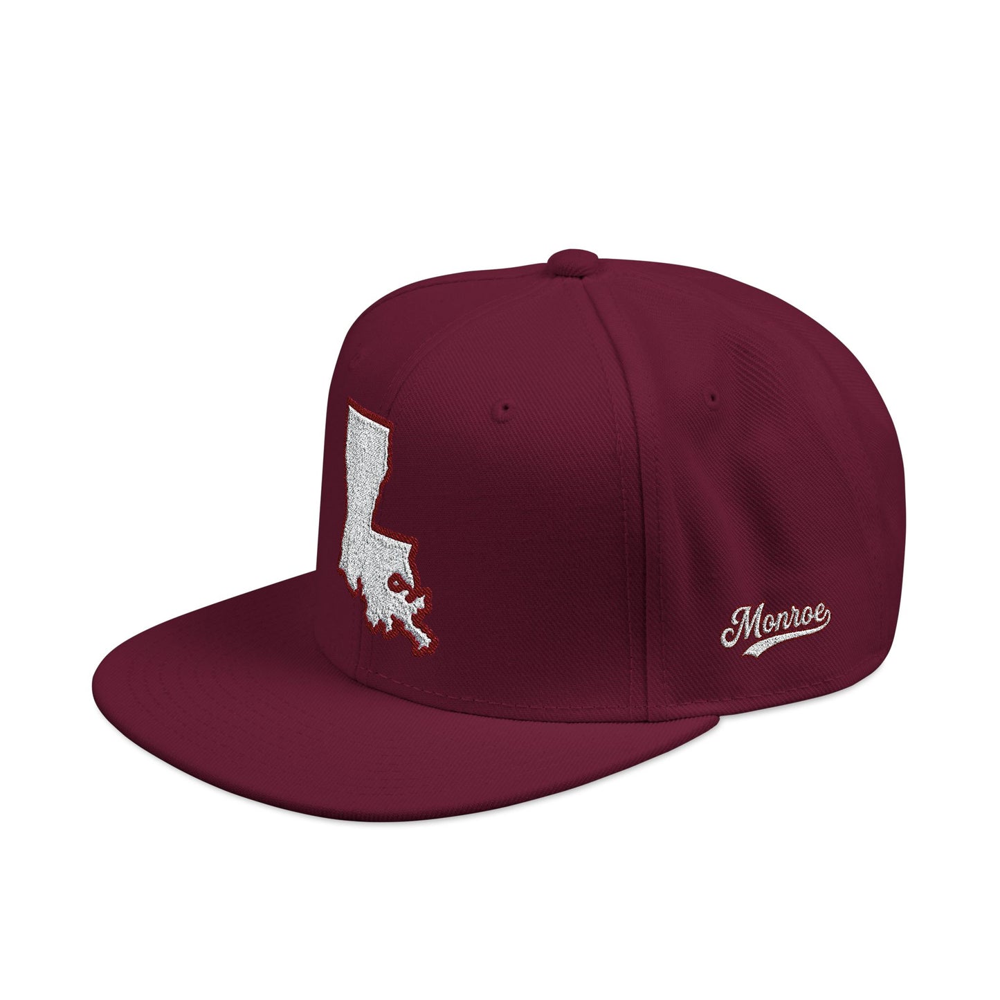 Louisiana state outline white embroidered snapback hat – 318 Supply Co.
