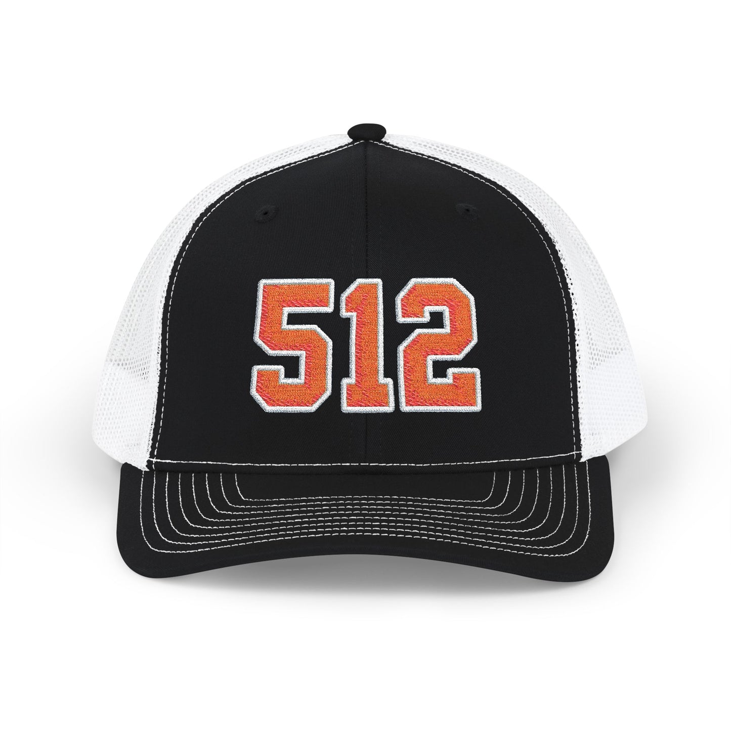512 Trucker Cap — Orange Embroidered Mesh Snapback Hat