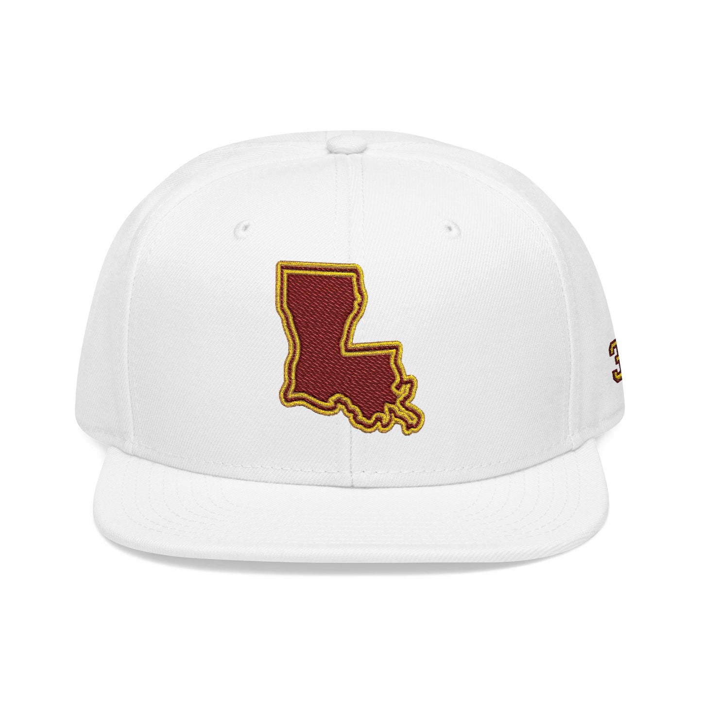 Louisiana Snapback Hat — Maroon & Gold Embroidered State Outline Cap