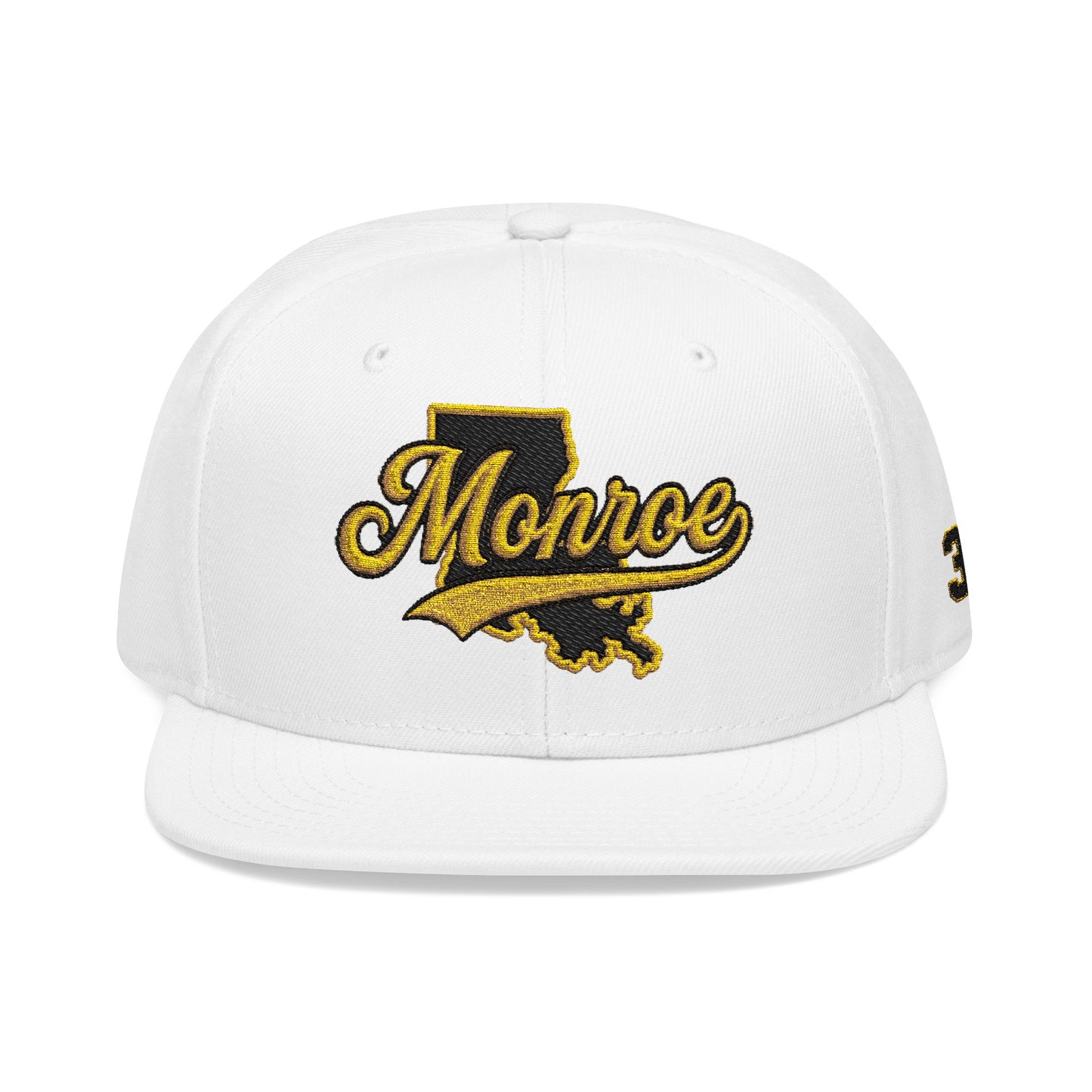 Louisiana Snapback Hat — Black & Gold Embroidered State Outline Cap