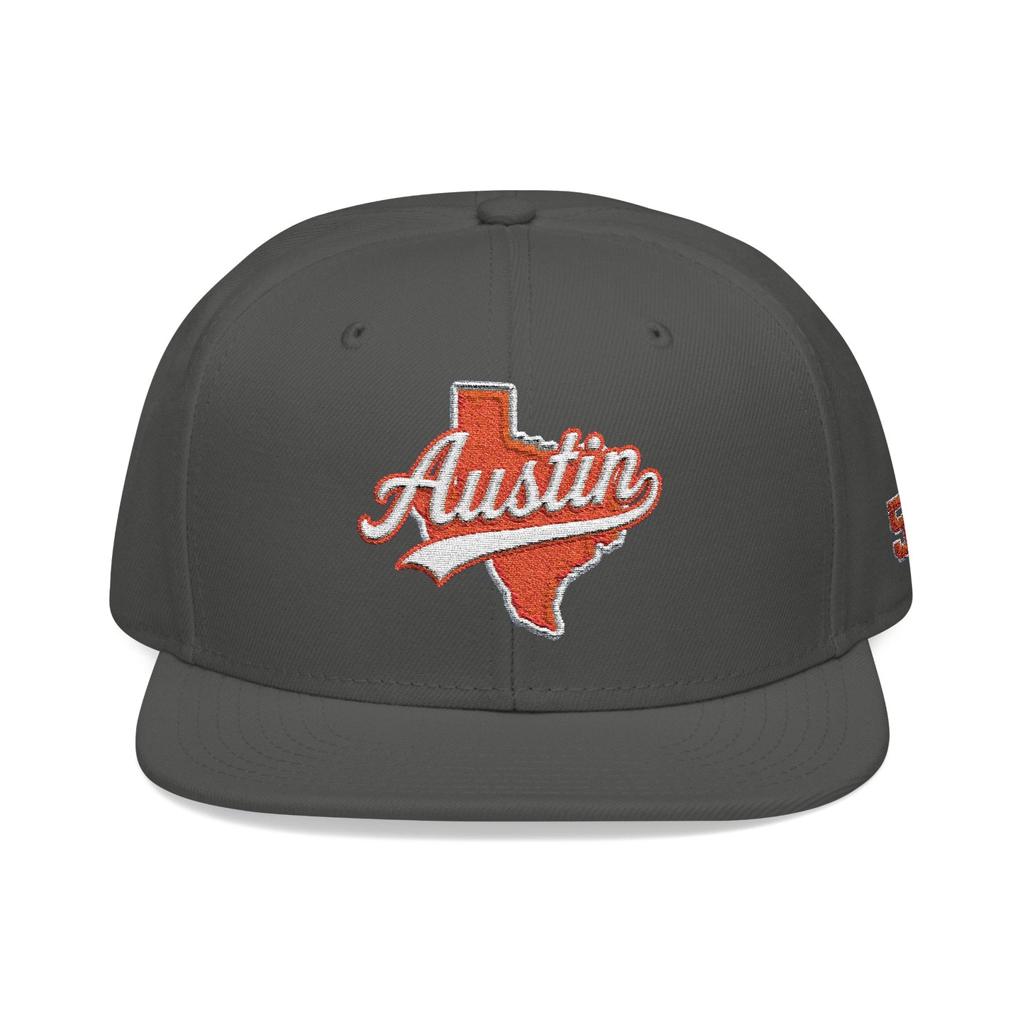 Texas Outline Snapback Hat with Orange 512 Embroidery — Austin Pride Baseball Cap