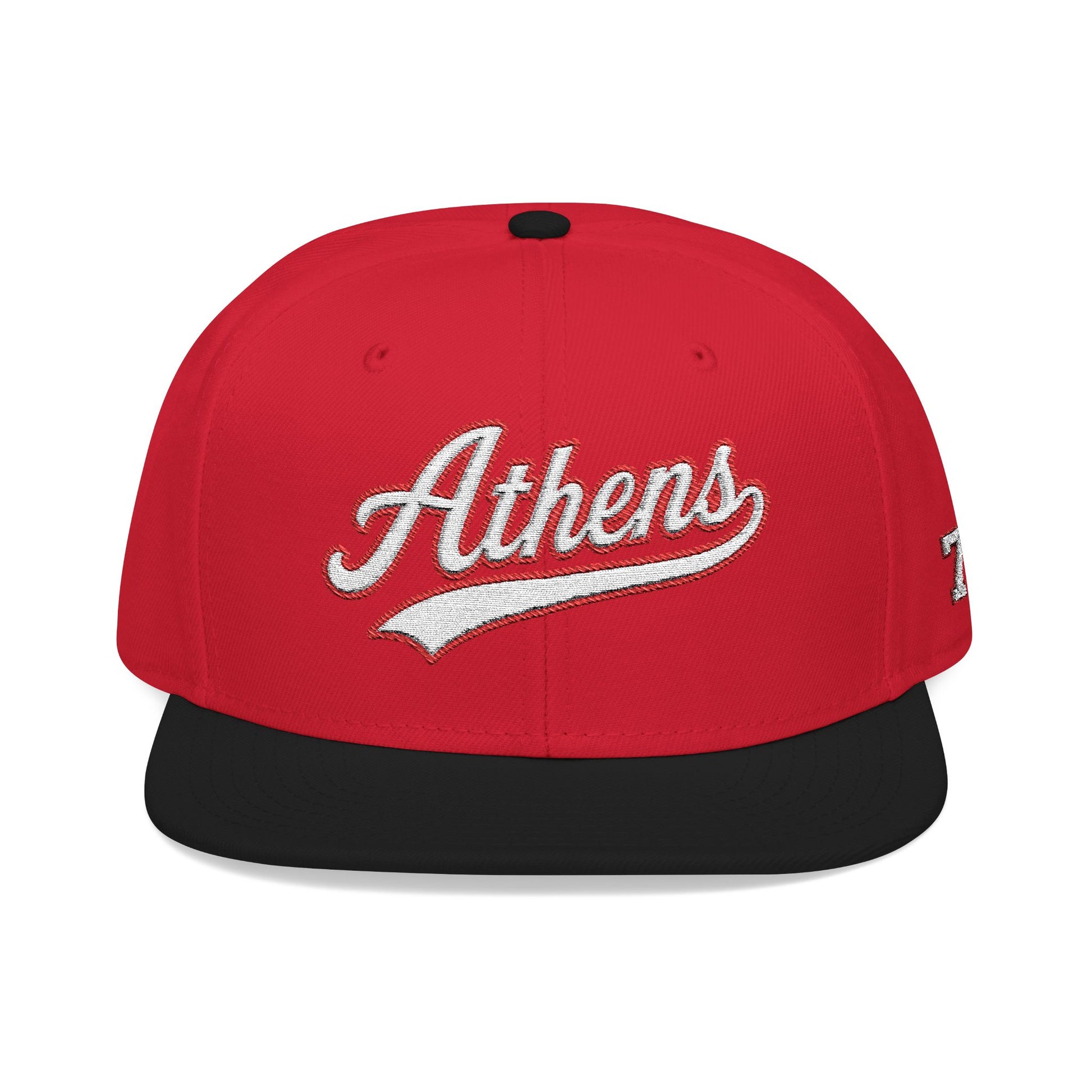 Athens white script embroidered snapback hat with 706 side stitch – 318 Supply Co.