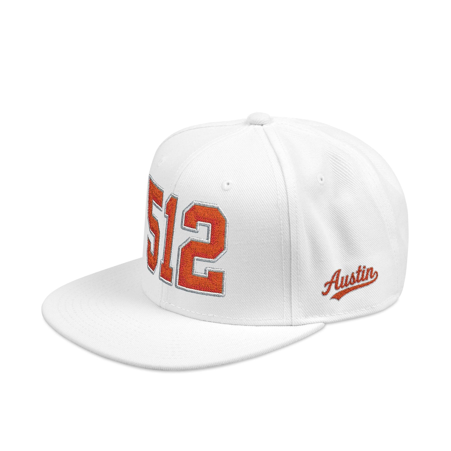 512 Orange Embroidered Snapback Hat — Vintage Varsity Number Cap