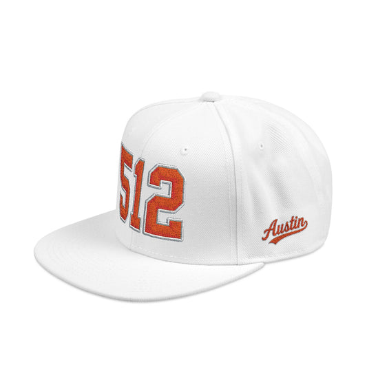512 Orange Embroidered Snapback Hat — Vintage Varsity Number Cap