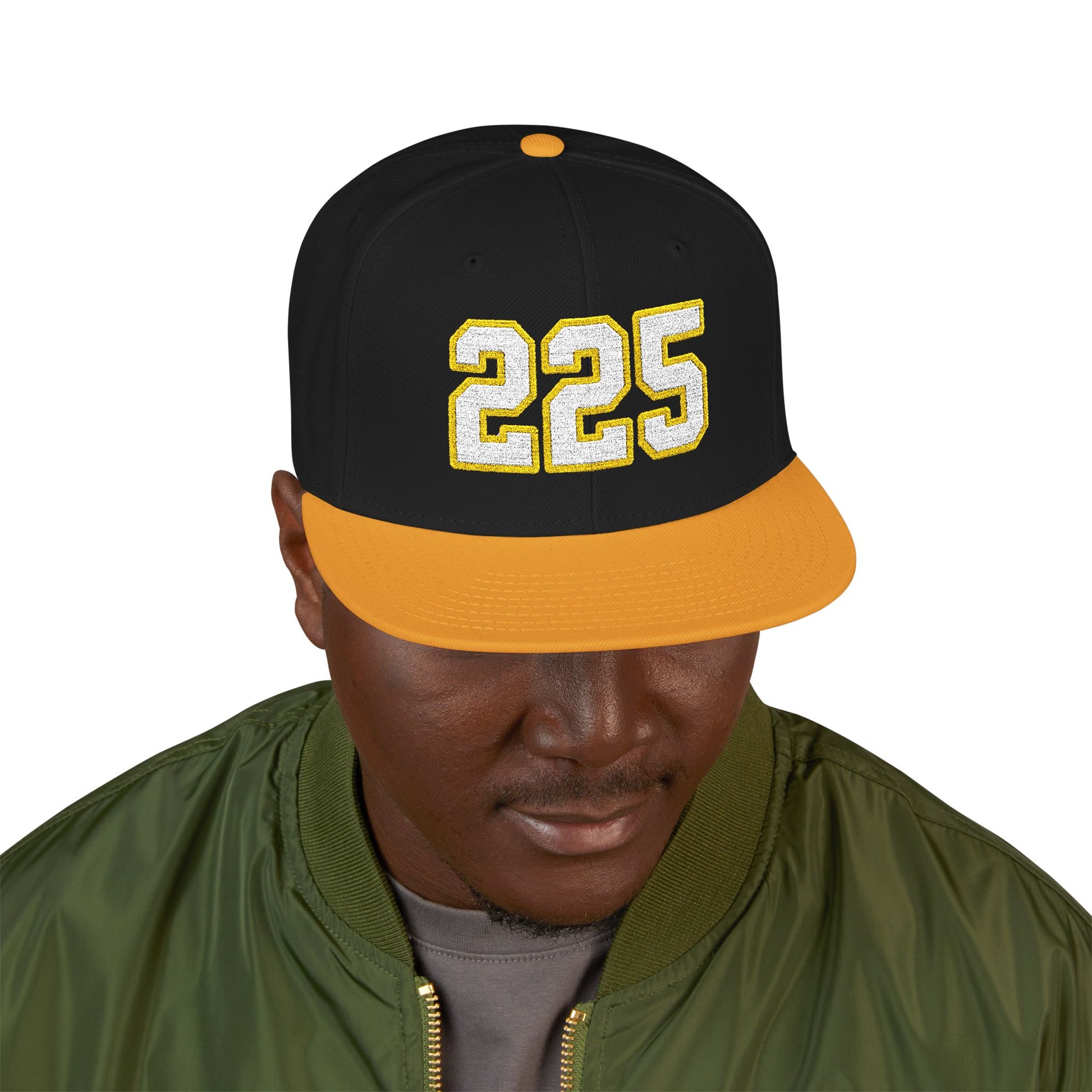 225 white embroidered snapback hat vintage varsity style – 318 Supply Co.
