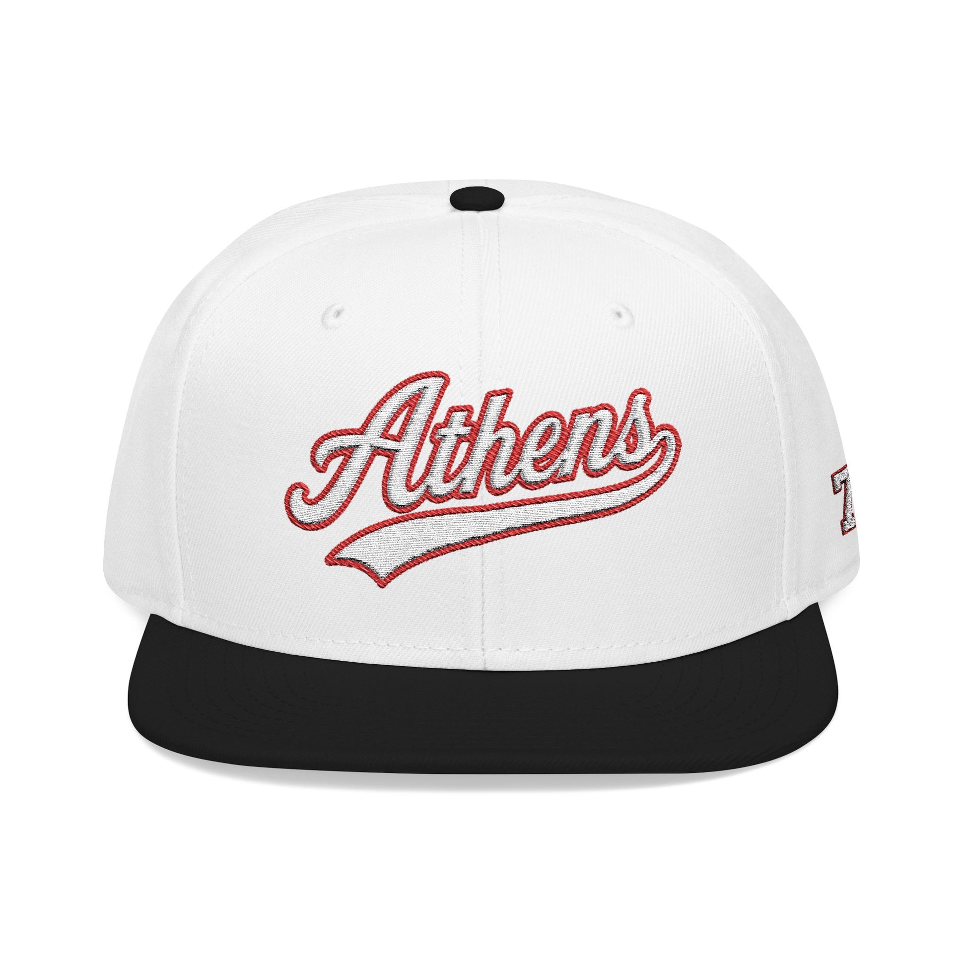 Athens white script embroidered snapback hat with 706 side stitch – 318 Supply Co.