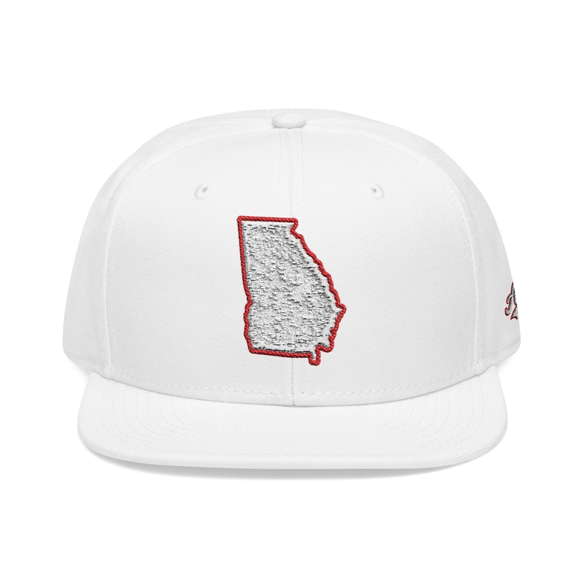 Georgia state outline white embroidered snapback hat – 318 Supply Co.