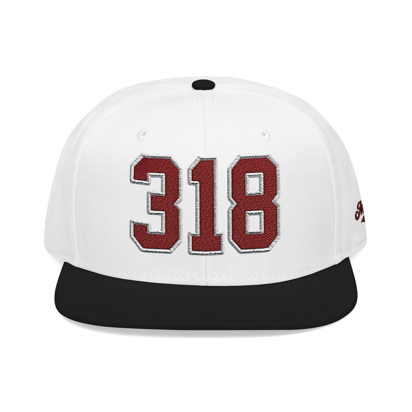 318 Maroon Embroidered Snapback Hat — Vintage Varsity Number Cap