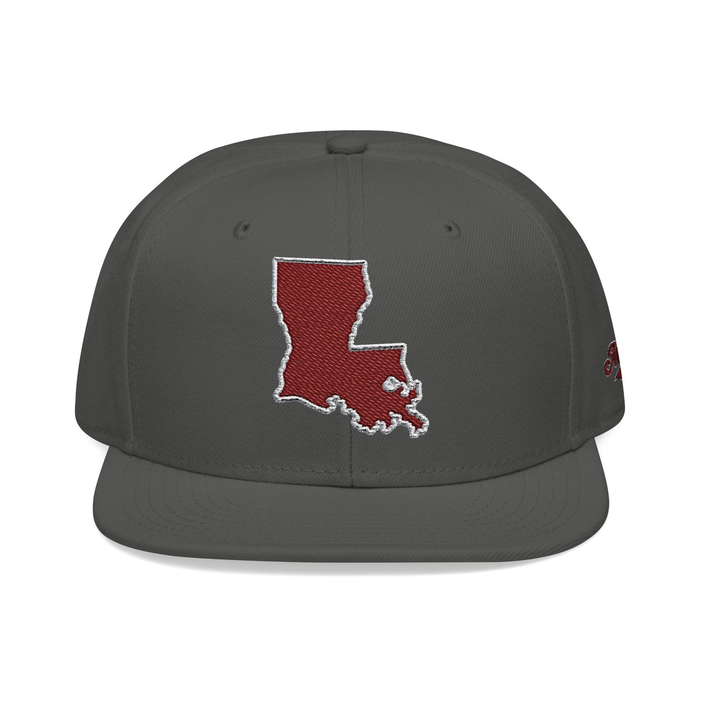 Louisiana Snapback Hat — Maroon Embroidered State Outline Cap