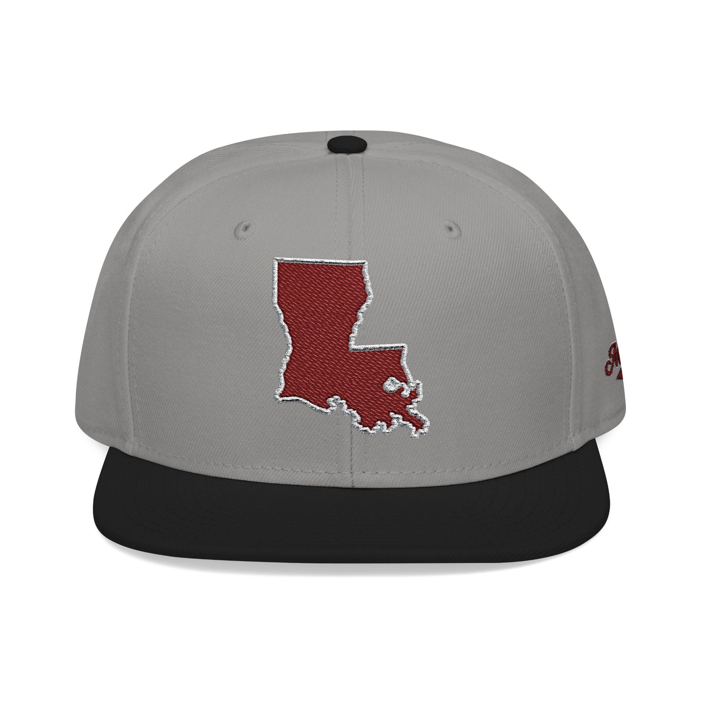 Louisiana Snapback Hat — Maroon Embroidered State Outline Cap