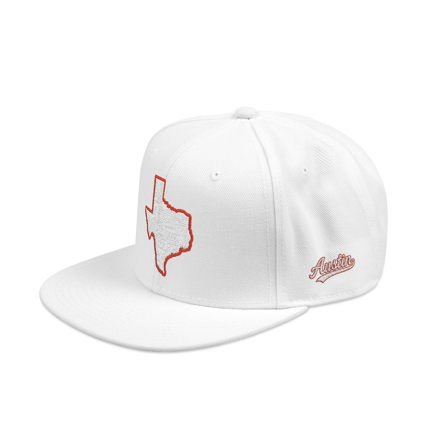 Texas state outline white embroidered snapback hat – 318 Supply Co.