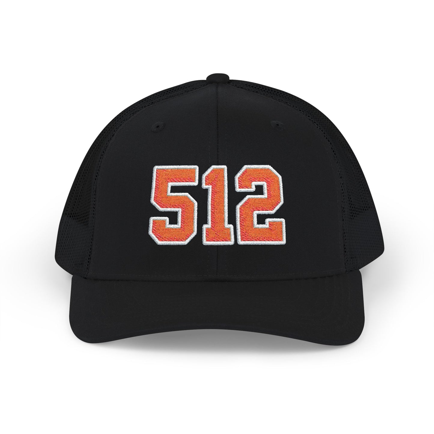 512 Trucker Cap — Orange Embroidered Mesh Snapback Hat