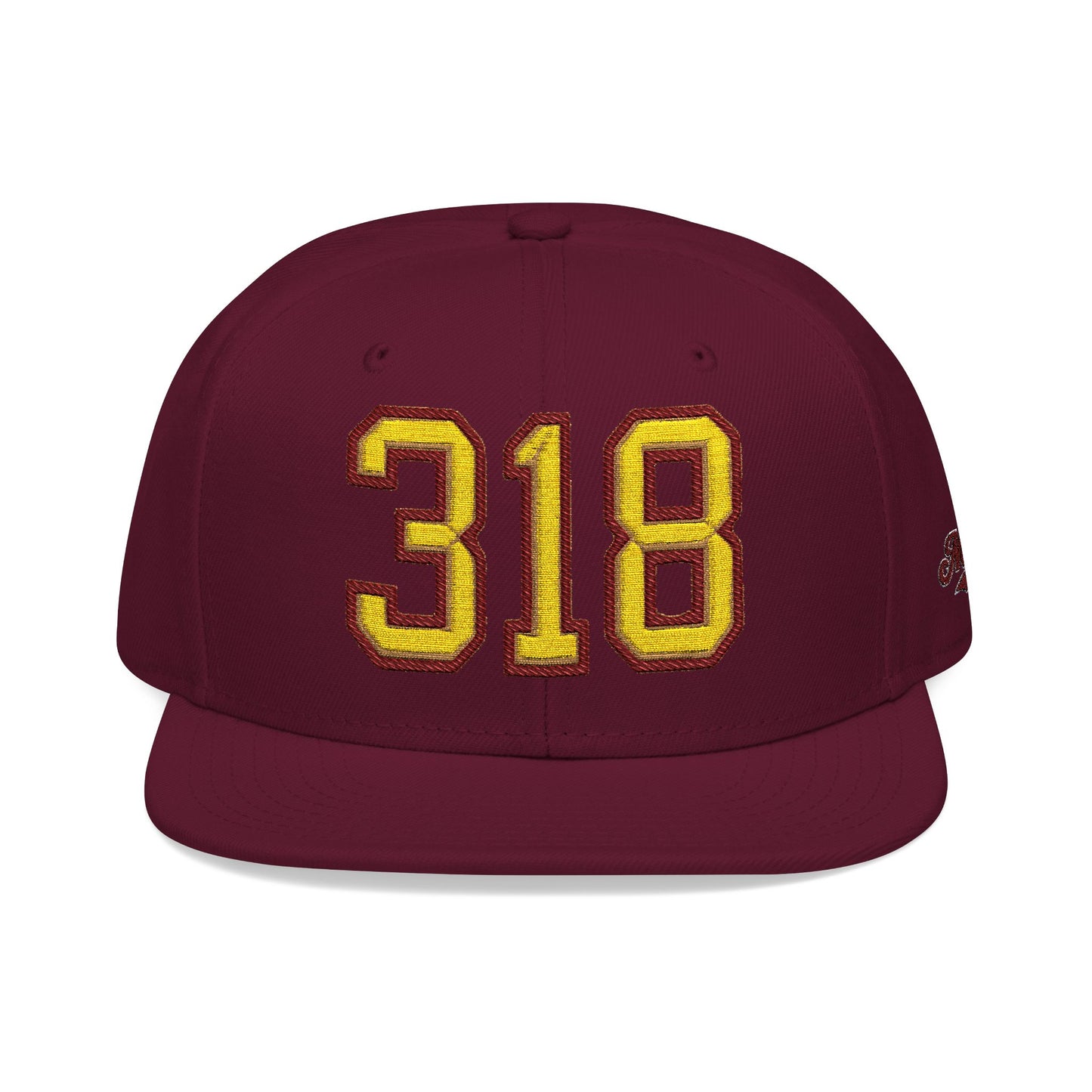 Maroon cap with gold '318' embroidery on a white background