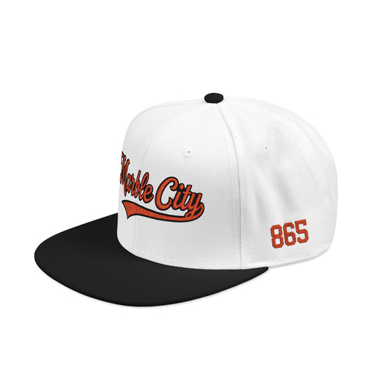 Embroidered 'Marble City' Orange Script with 865 Side Patch
