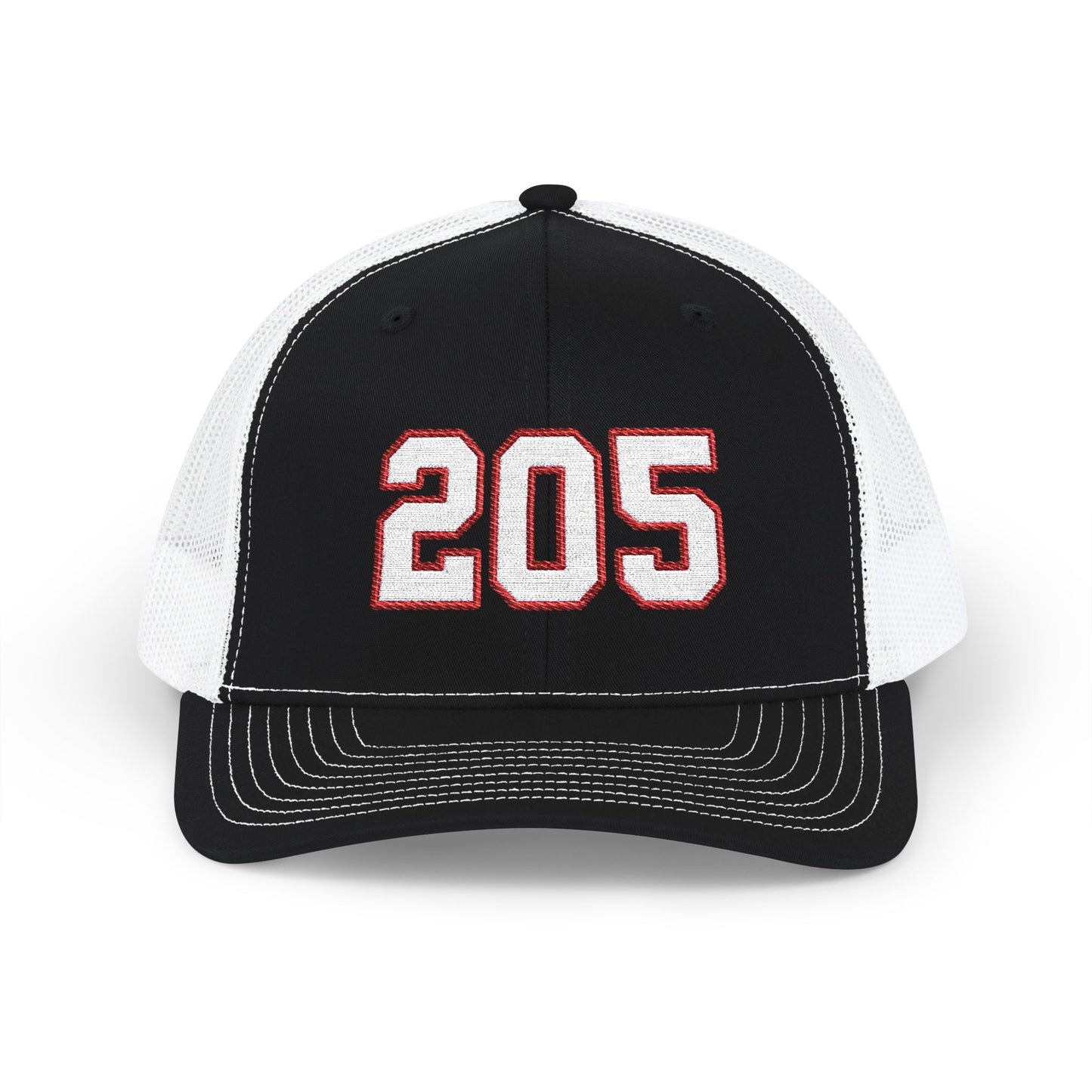 205 white embroidered mesh trucker snapback hat – 318 Supply Co.