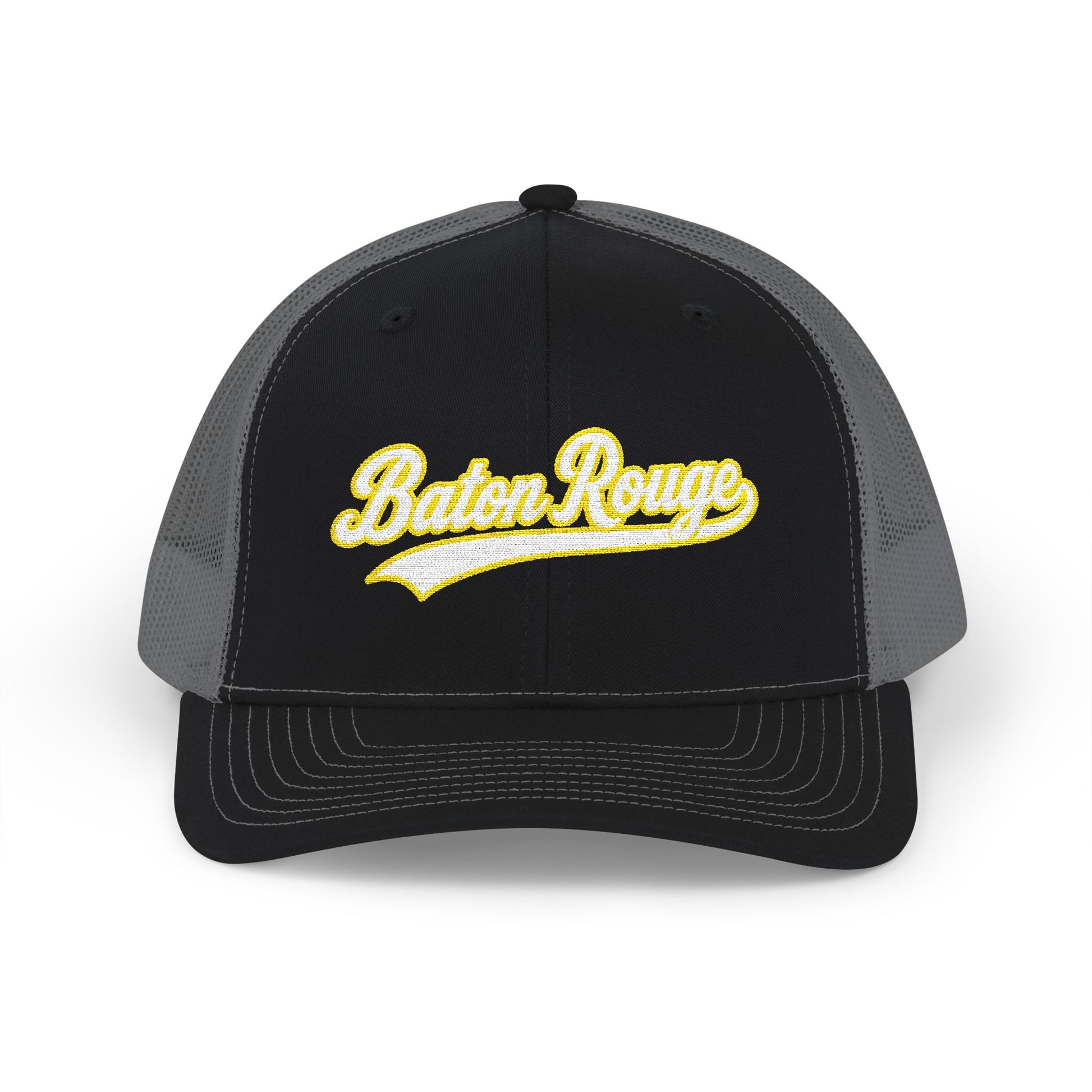 Baton Rouge white script retro embroidered trucker cap – 318 Supply Co.