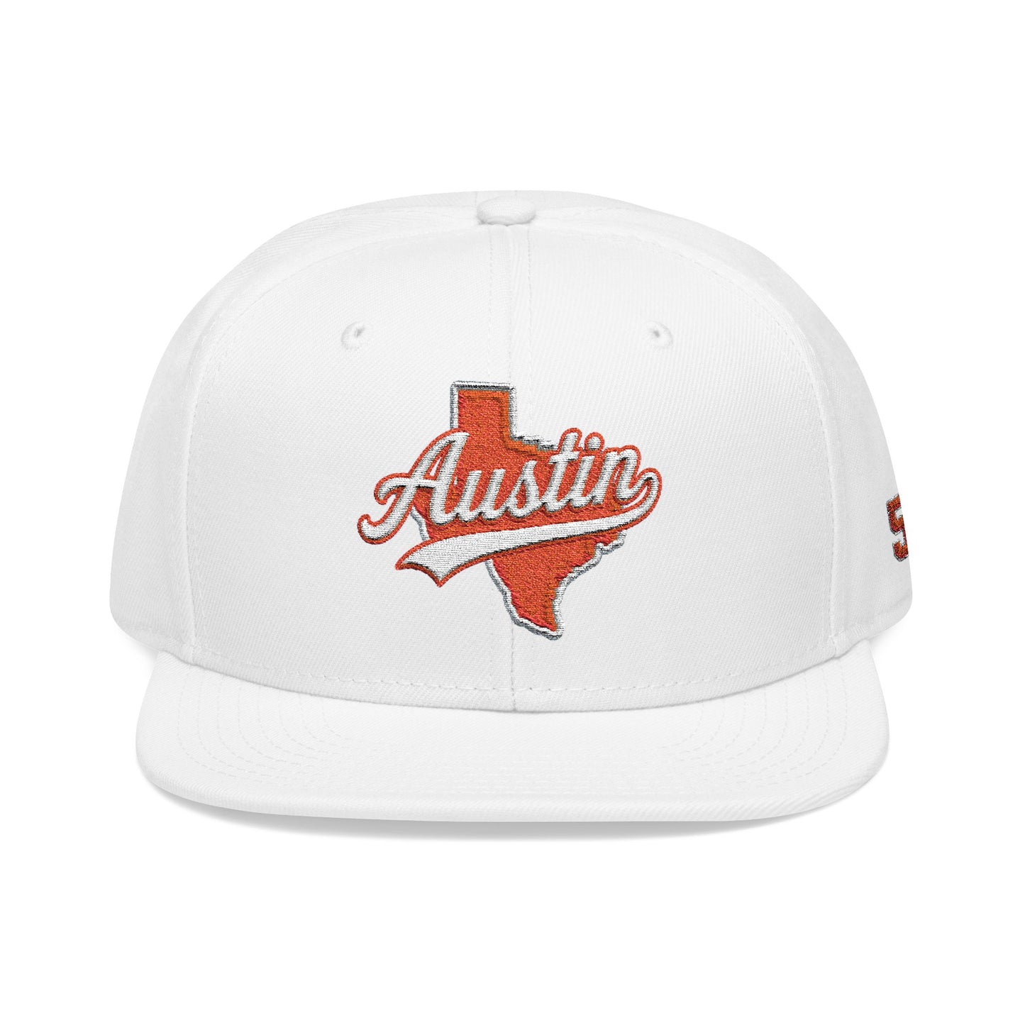 Texas Outline Snapback Hat with Orange 512 Embroidery — Austin Pride Baseball Cap