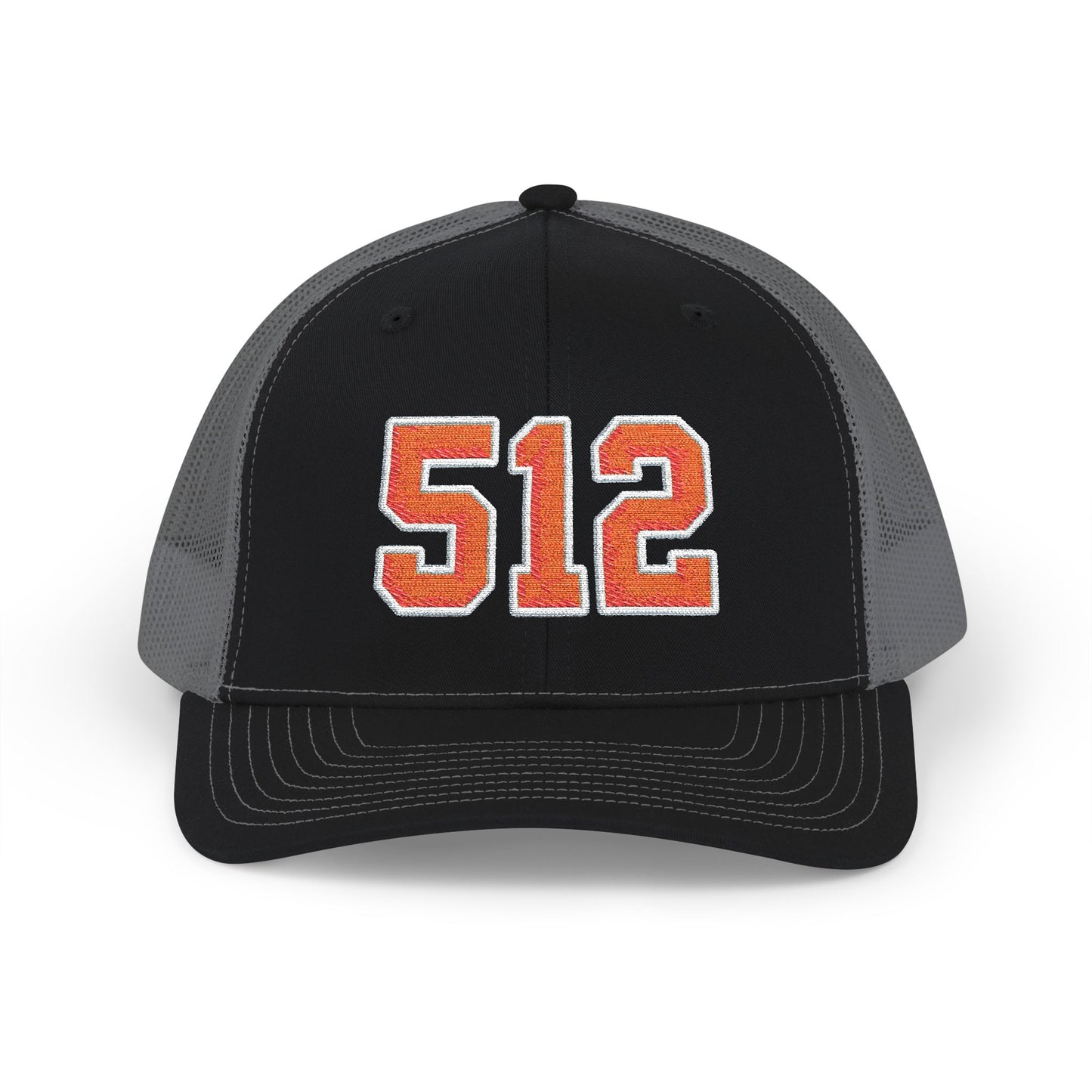 512 Trucker Cap — Orange Embroidered Mesh Snapback Hat