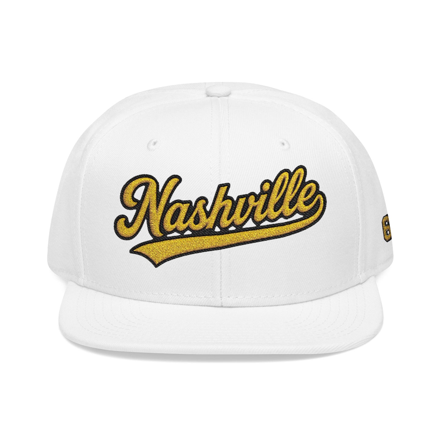 Nashville Snapback Hat — Gold Embroidered Script Cap