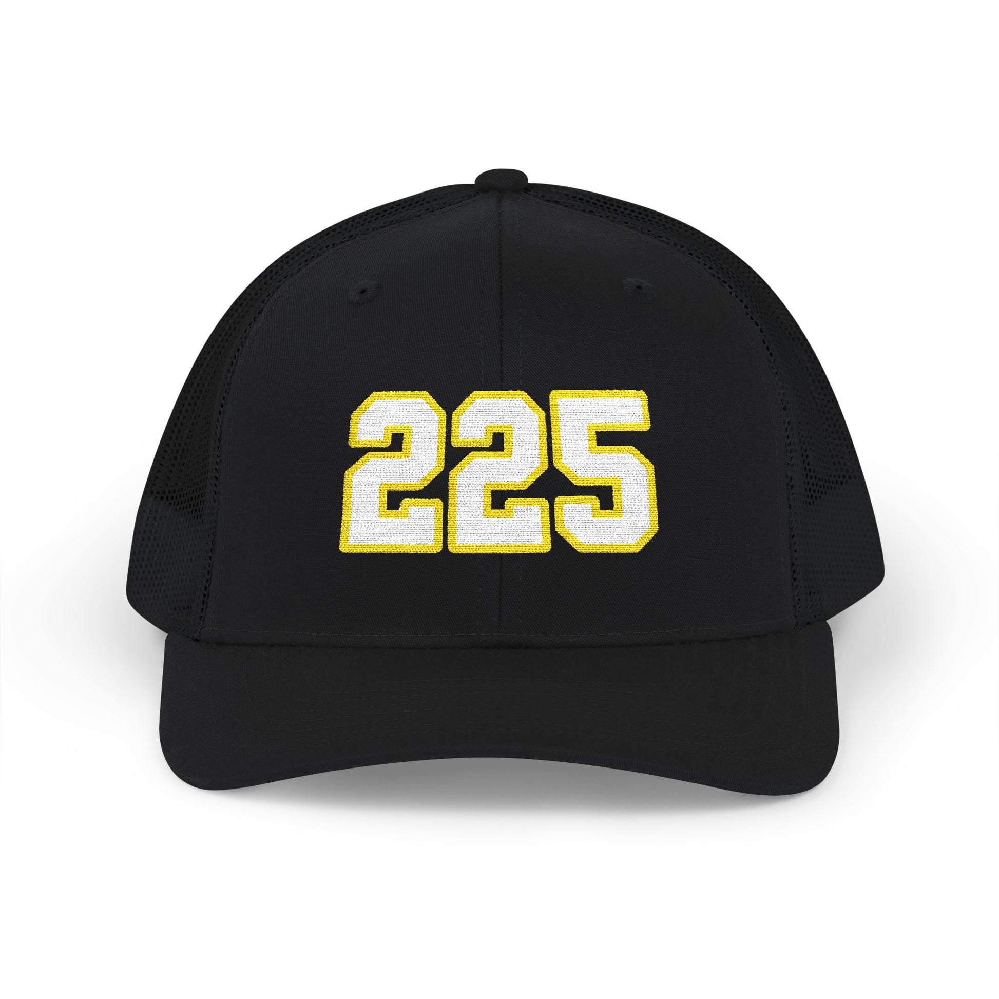 225 white embroidered mesh trucker snapback hat – 318 Supply Co.